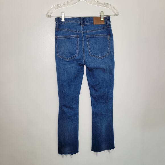 Madewell Cali Demi Boot Jeans Cropped Bronson Destructed Chewed Hem Women 24 - Picture 3 of 12